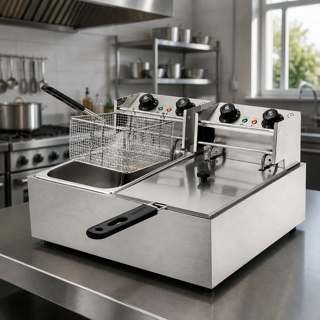 Electric Deep Fryer 20L Double Baskets Stainless Steel Commercial Kitchen Frying