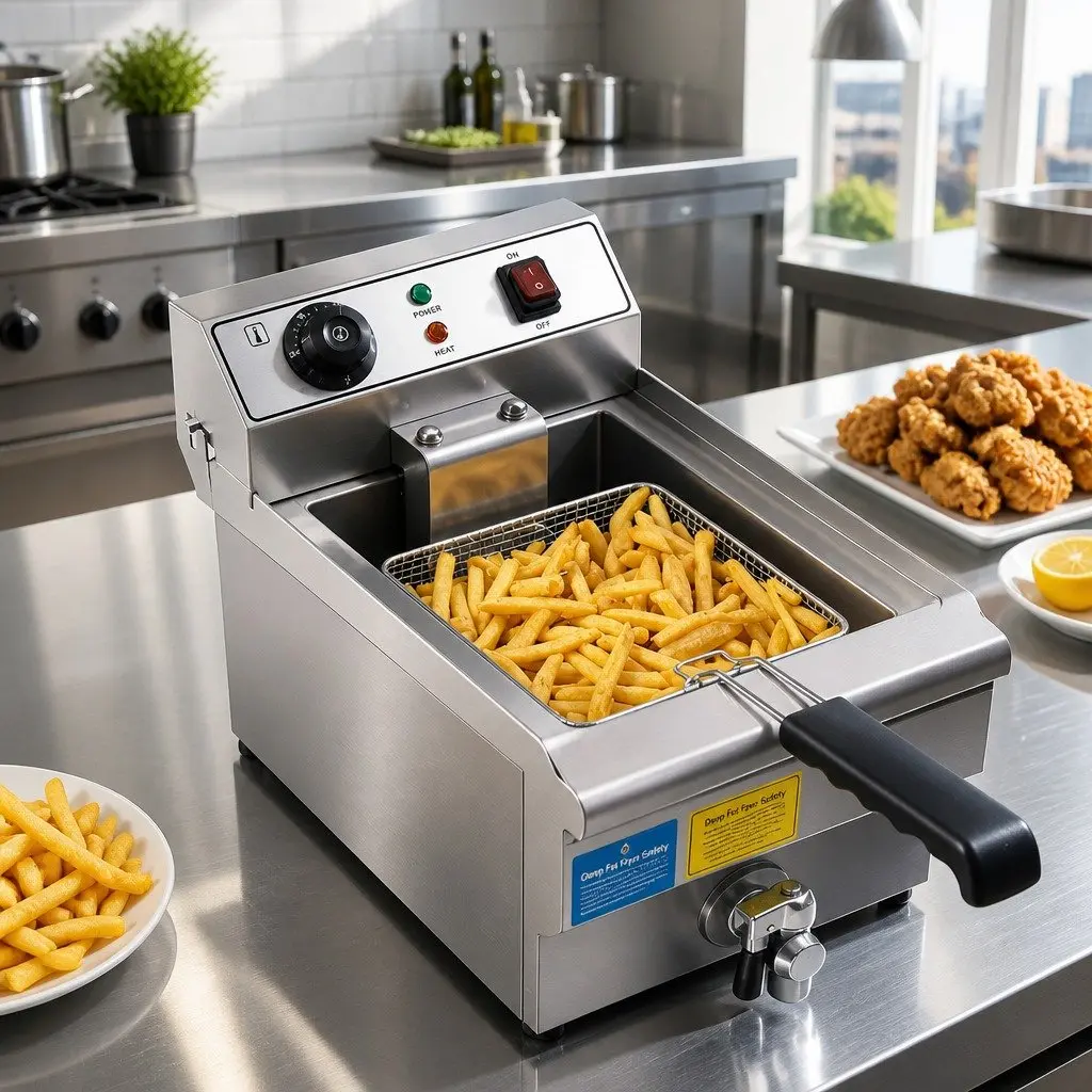Electric Deep Fryer 10L Stainless Steel High Power 3000W Adjustable Temperature Control