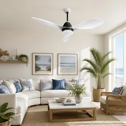 48 Inch Ceiling Fan DC Motor LED Light Remote Control 5 Speed White Indoor