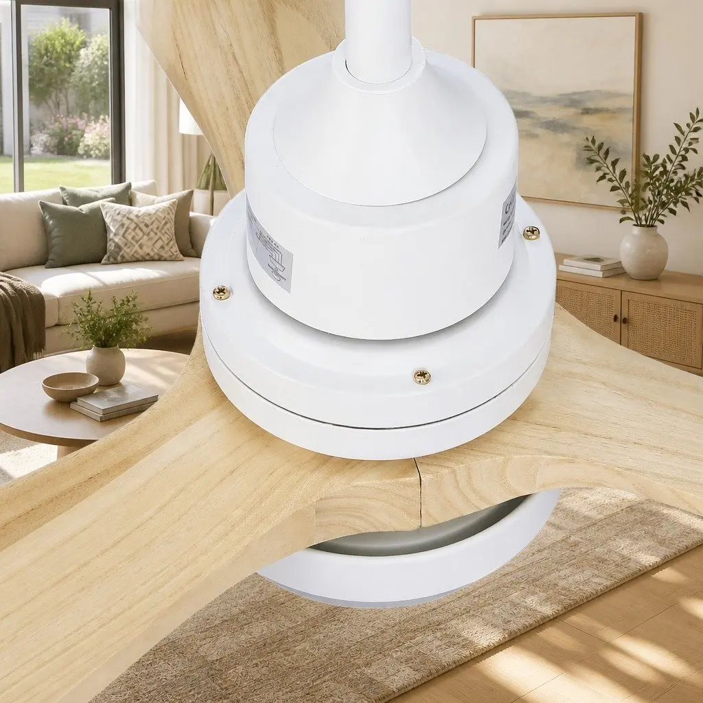 Ceiling Fan 52 Inch DC Motor Remote Control LED Light Wooden Blades Indoor Use