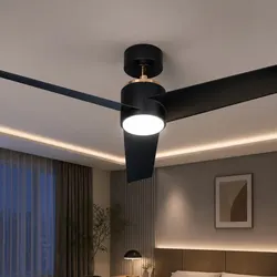 52 Inch Ceiling Fan DC Motor LED Light Remote Control Black Indoor Outdoor
