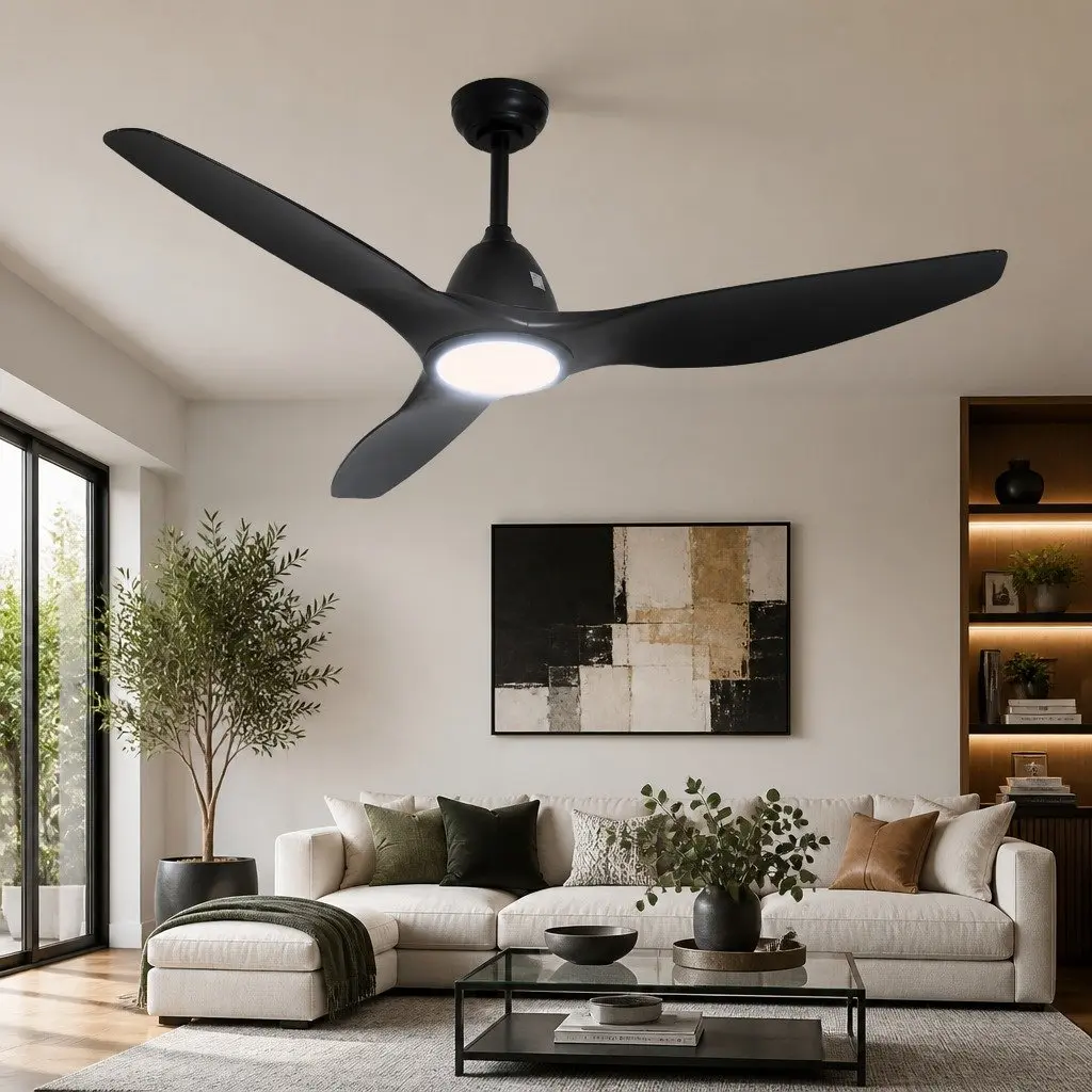 Ceiling Fan 64 Inch DC Motor LED Light Remote Control 5 Speed Reverse Cycle