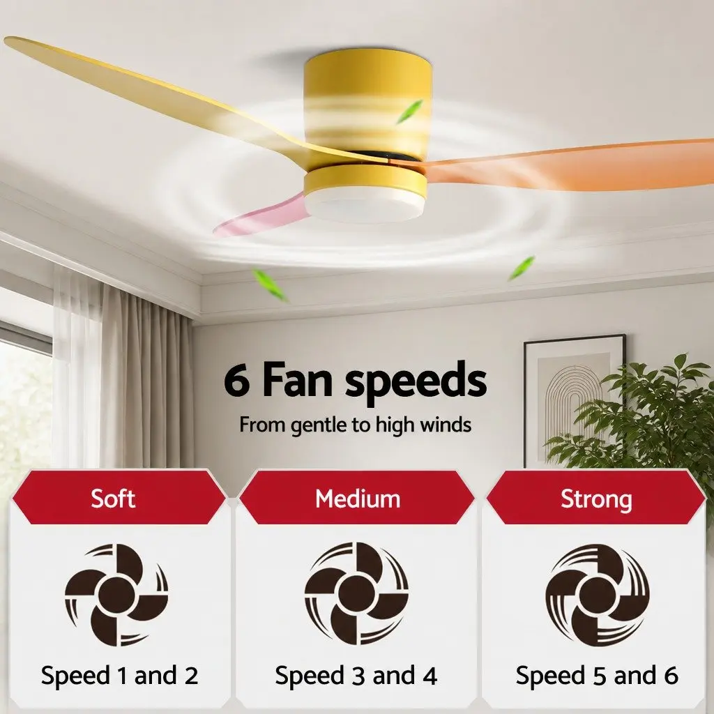 52 Inch Ceiling Fan DC Motor 3 Blade LED Light Remote Control Indoor Outdoor