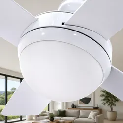 52 Inch Ceiling Fan DC Motor LED Light Remote Control White Indoor Outdoor
