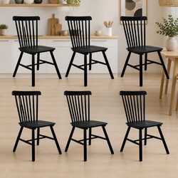 Elegant Windsor Black Kitchen Chairs Set of 6