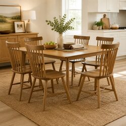 Set of 6 Windsor Style Dining Chairs in Solid Oak