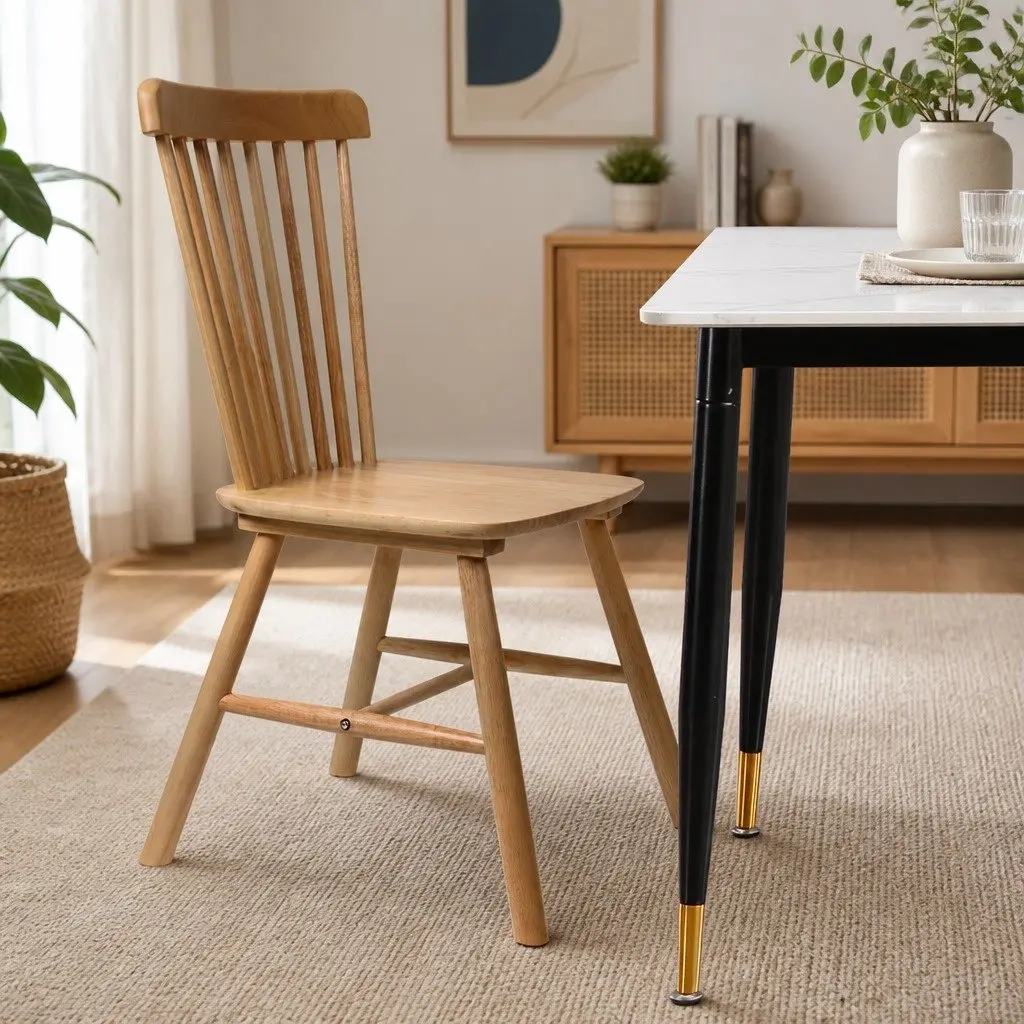 Dining Chairs Oak Wood Modern Kitchen Seating Set of 2