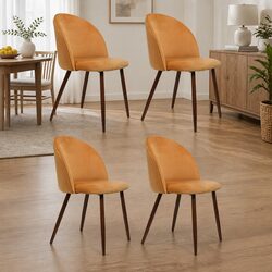 Stylish Dining Chairs Set of 4 in Mustard Velvet