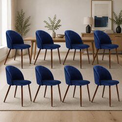 Elegant Navy Velvet Dining Chairs Set of 8
