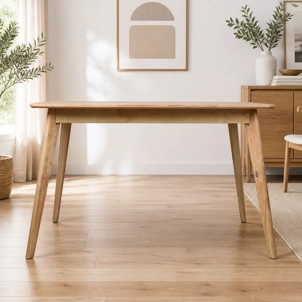 Dining Table Solid Wood Frame Industrial Style 120cm Length
