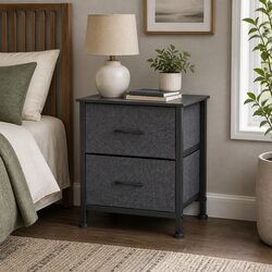 Stylish 2 Drawer Nightstand and Storage Organizer