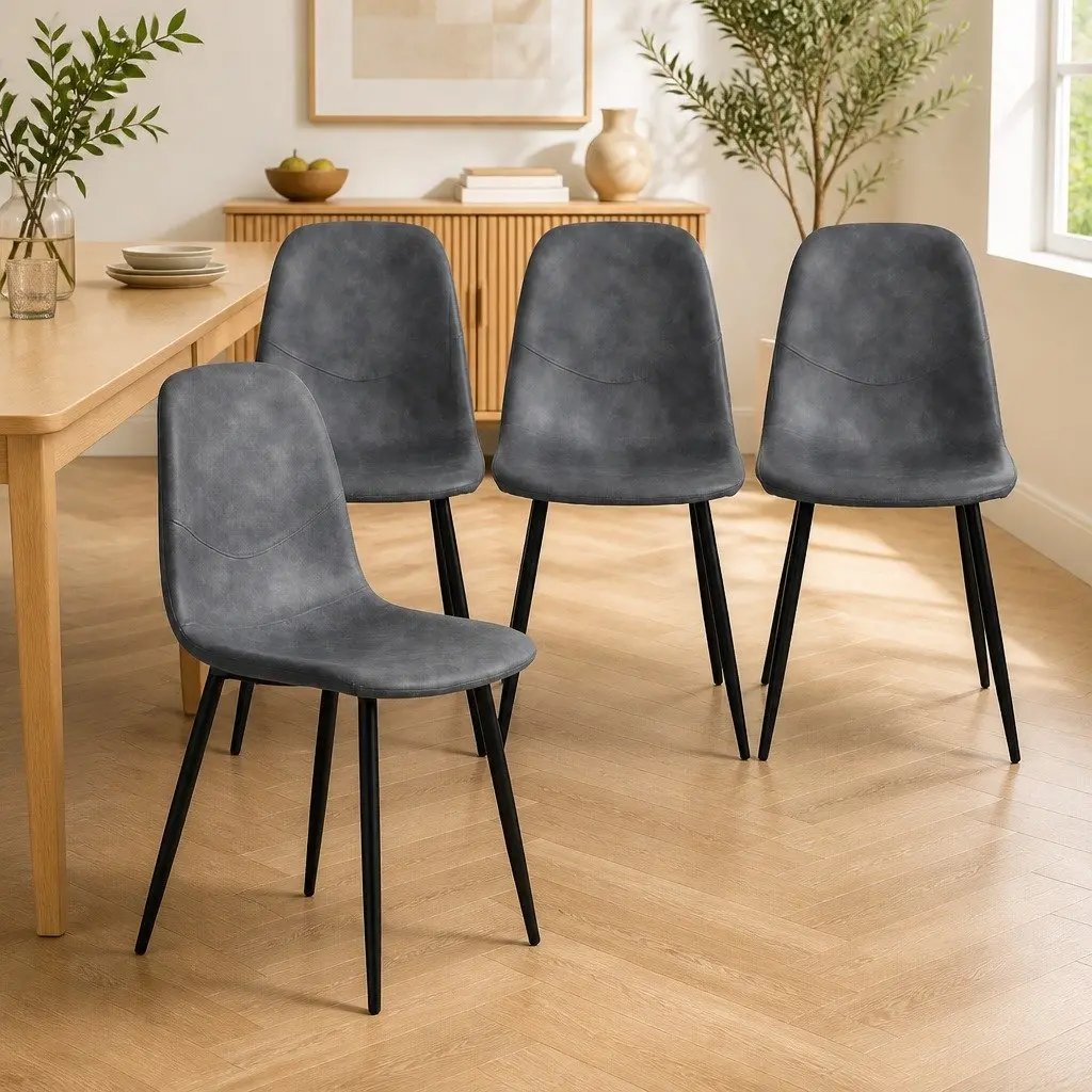 Dining Chairs Set of 8 Upholstered Padded Backrest Steel Frame