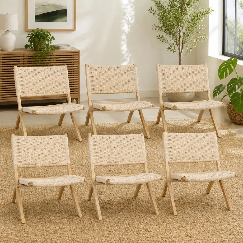Folding Accent Chair 6 Piece Wooden Recliner Dining Lounge Seat