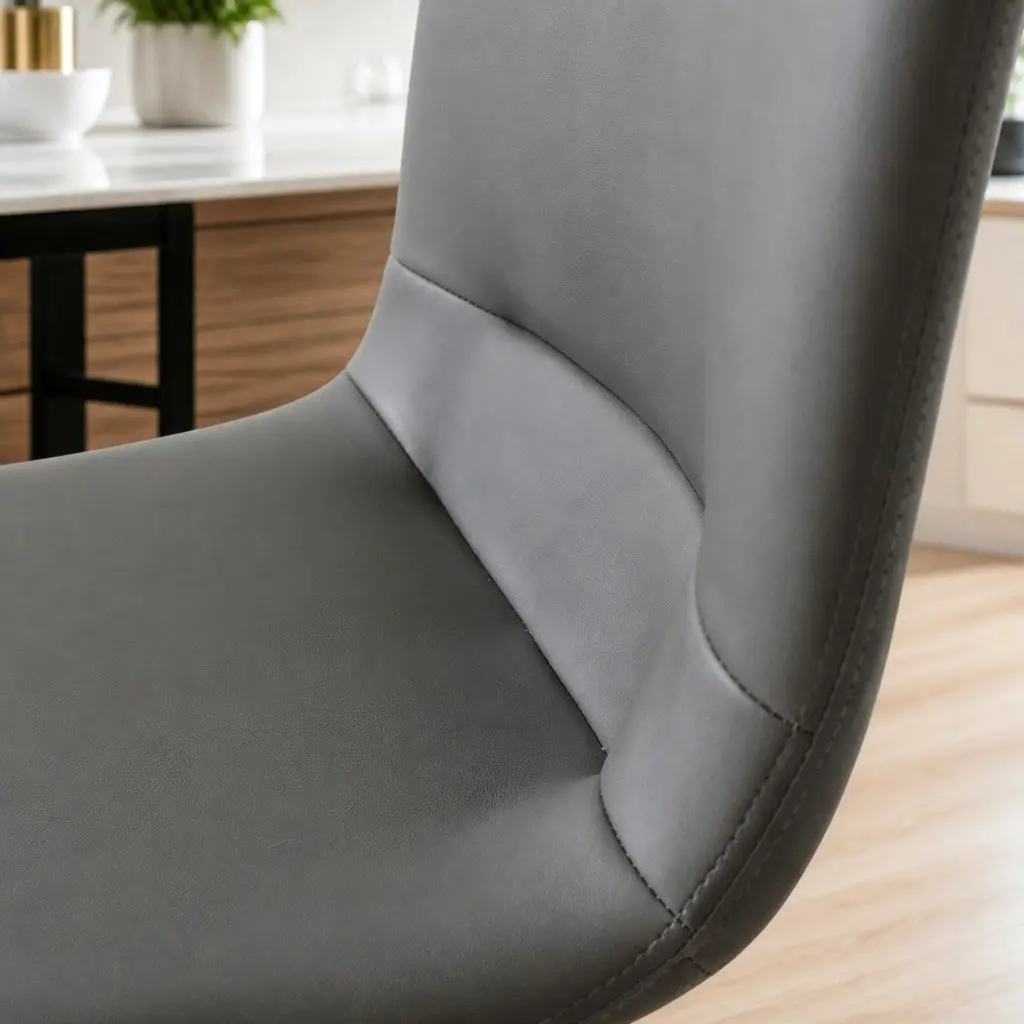 Stackable Dining Chairs Set of 8 Dark Grey Ergonomic Backrest High-Density Foam Cushioning Steel Frame