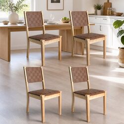 Dining Chairs Set of 4 Accent Lounge Kitchen Beech Wood PU Leather Seat