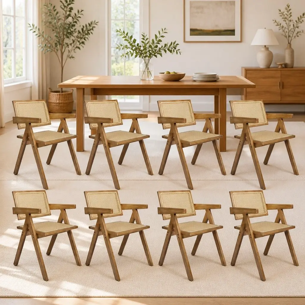 8 Rattan Weave Chairs