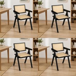 Enhance Your Space with 4 Black Rattan Armchairs