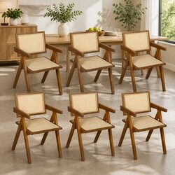 Elevate Your Dining Space with Our Walnut Rattan Chair