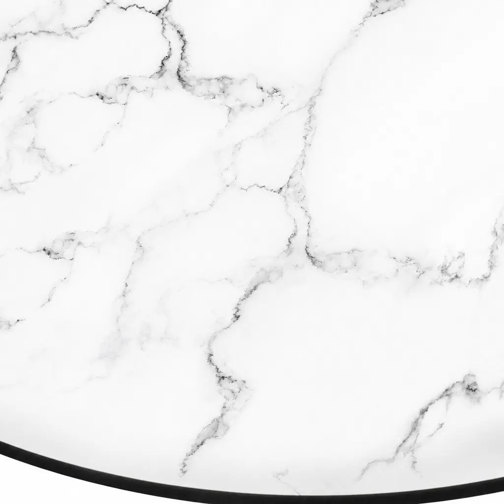 Dining Table 80cm White Round Sturdy Lacquered Wooden Top Indoor Outdoor