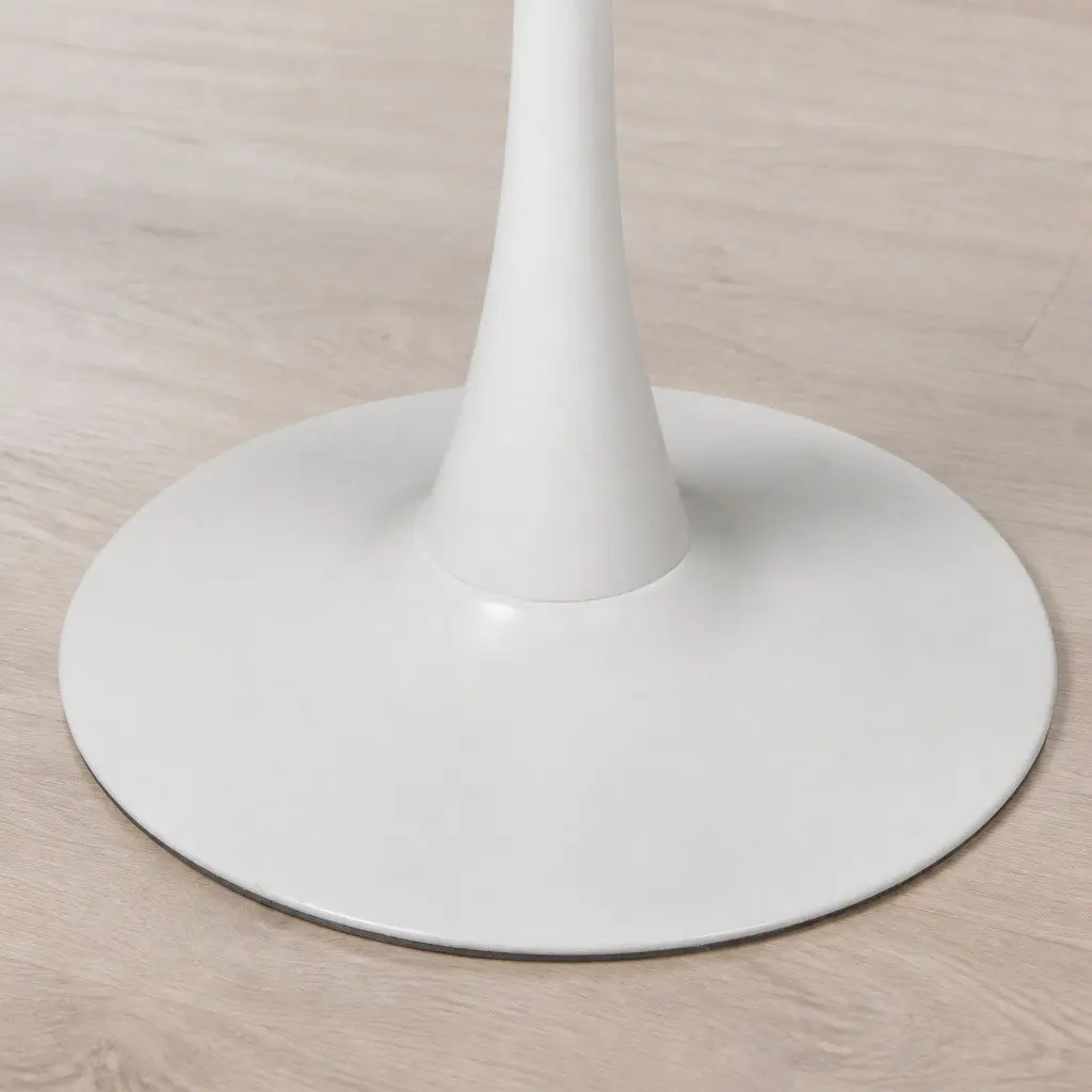Dining Table 80cm White Round Sturdy Lacquered Wooden Top Indoor Outdoor