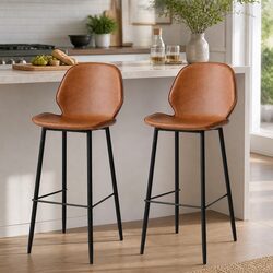 Elegant Brown Leathaire Bar Stools for Home Dining