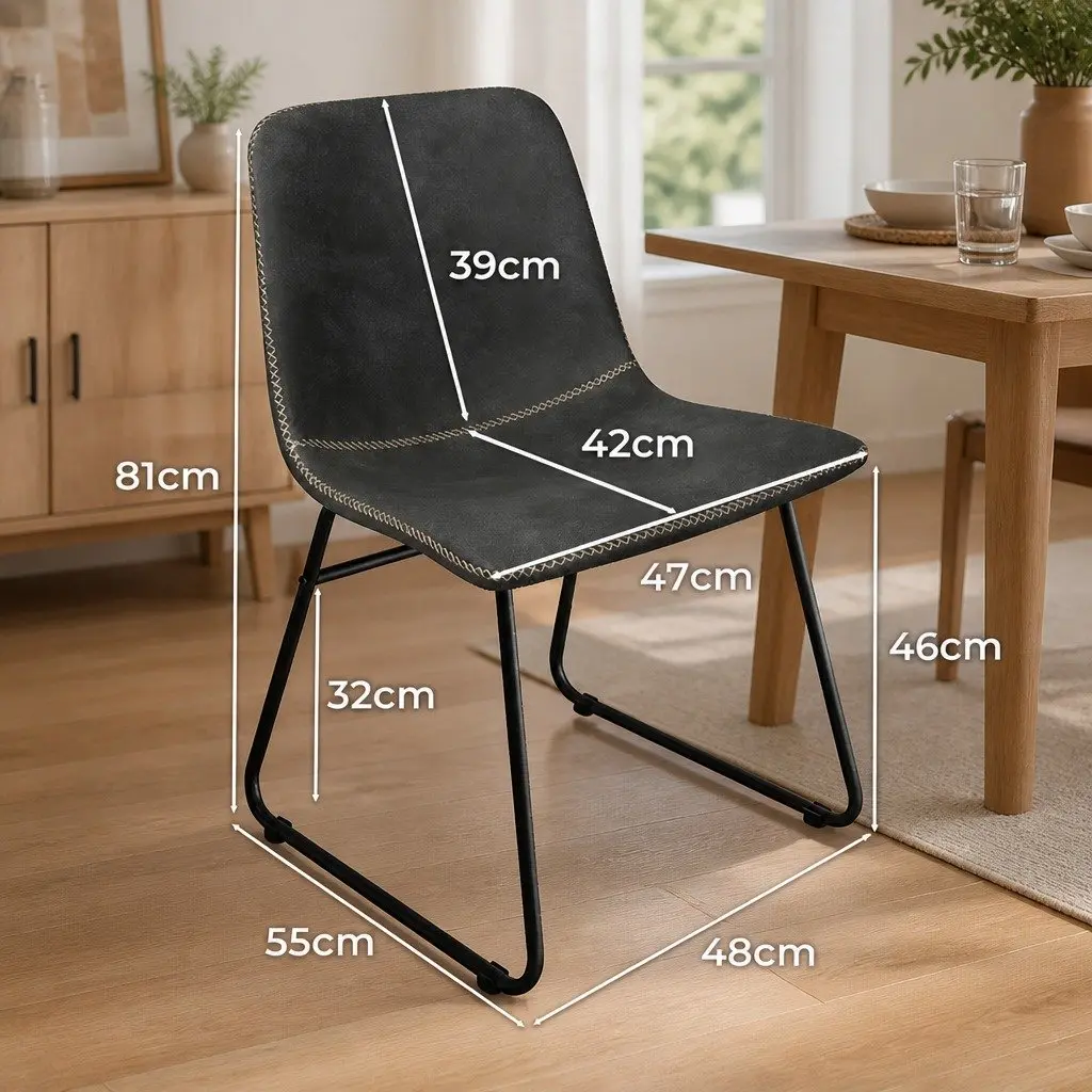 Dining Chairs Set of 4 Retro Kitchen Seat Faux Leather Moulded Ergonomic