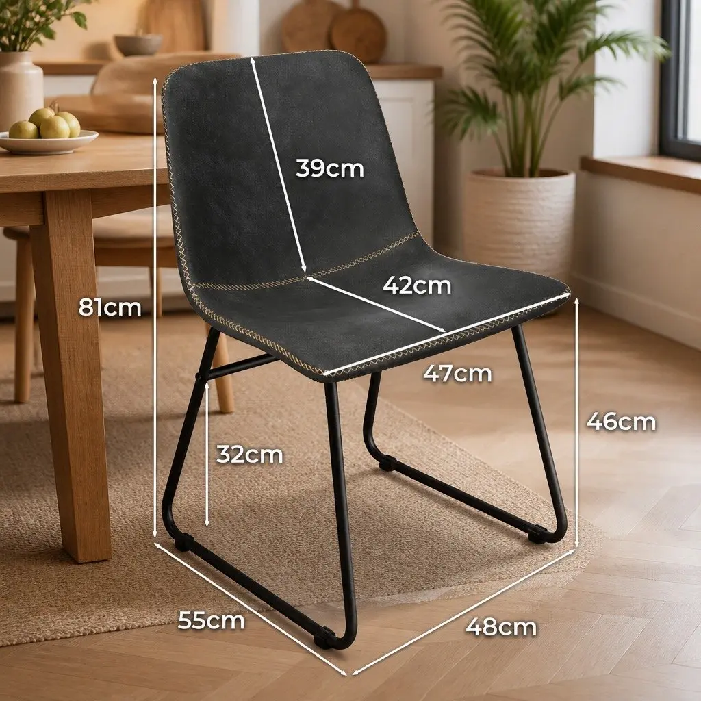 Dining Chairs Set of 6 Retro Kitchen Seat Faux Leather Moulded Ergonomic