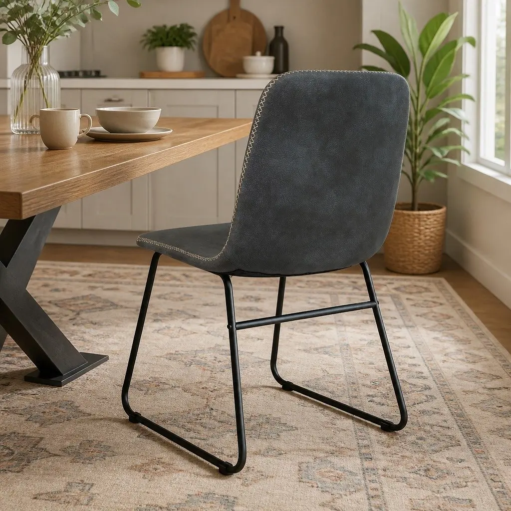Dining Chairs Set of 6 Retro Kitchen Seat Faux Leather Moulded Ergonomic