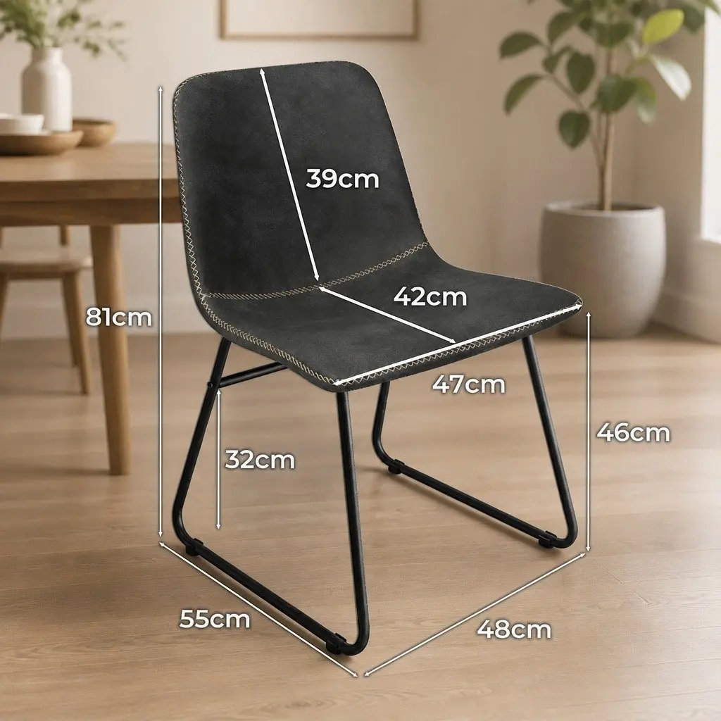 Set of 8 Retro Dining Chairs Faux Leather Upholstered Moulded Seat Black