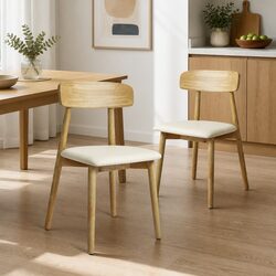 Elevate Your Space with Two Natural Rubber Wood Dining Chairs