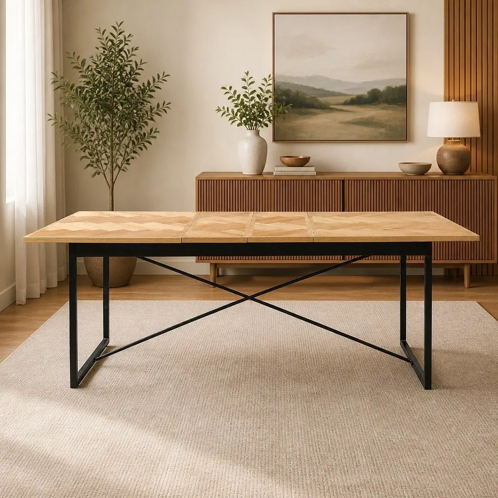 Extendable Dining Table 1.5m to 2.1m Telescopic Mechanism Seats Up to 10 People
