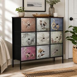 9 Drawer Chest Storage Cabinet Bedroom Organiser Unit Vintage Industrial Style
