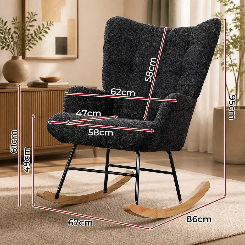 Rocking Chair Ergonomic Sherpa Fleece Relaxation Lounge Seat Home Furniture