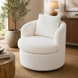 Comfy Swivel Chair in Sherpa Fleece for Home Relaxation