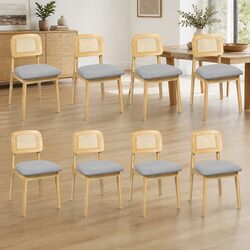 Stylish Armless Rattan Dining Chairs - 8 Pack