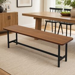 Brown MDF Top Dining Bench Chair for Home Gatherings