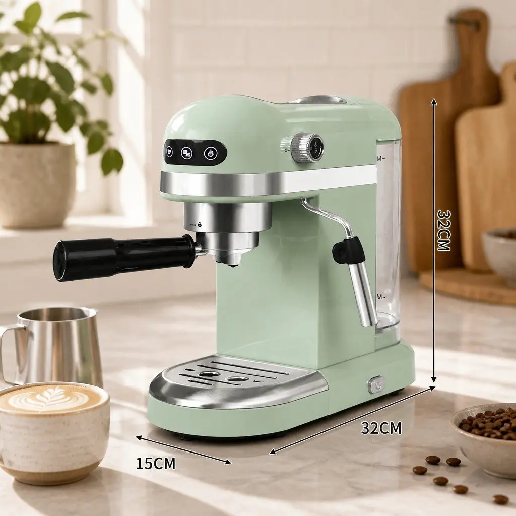 Espresso Coffee Machine 1.4L Touch Screen Milk Frother Stainless Steel Home Café