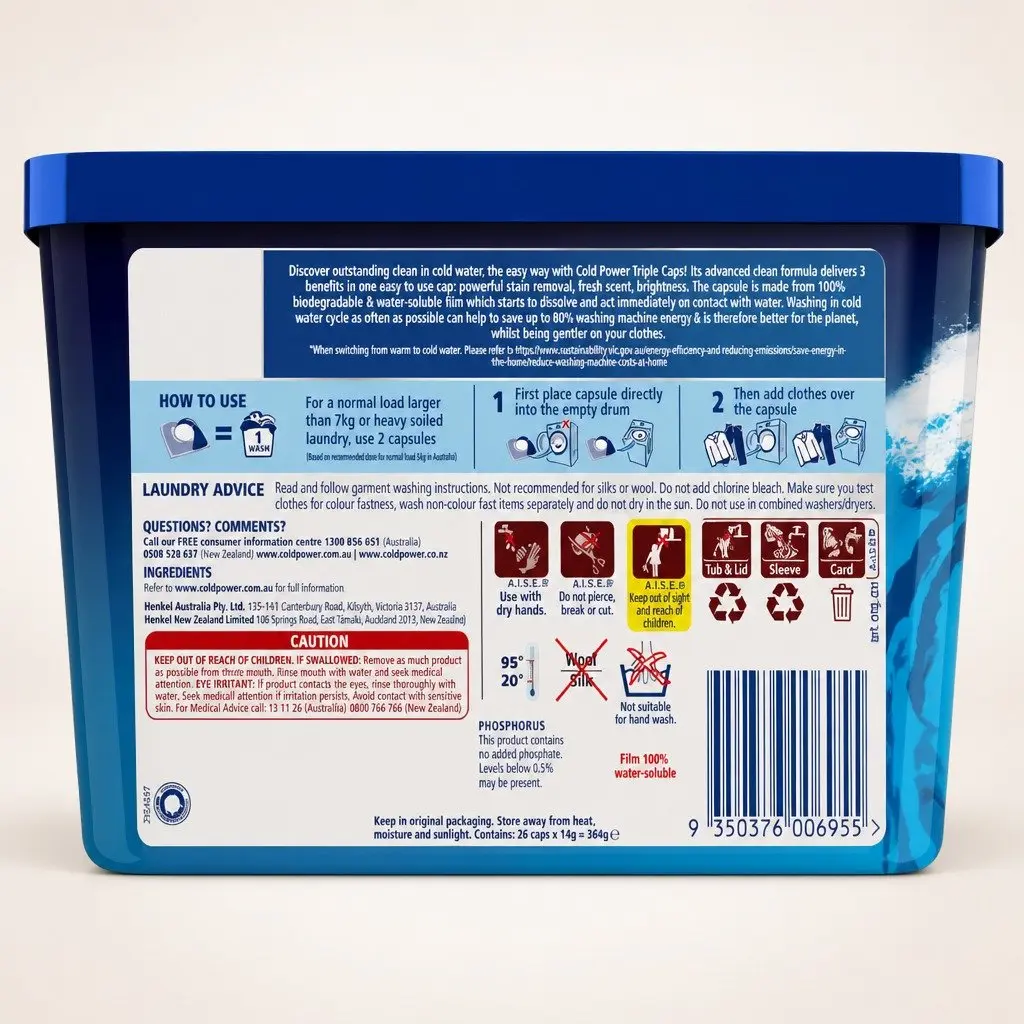 Laundry Detergent Capsules 104 Pods Triple Action Stain Removal Freshness Brightness