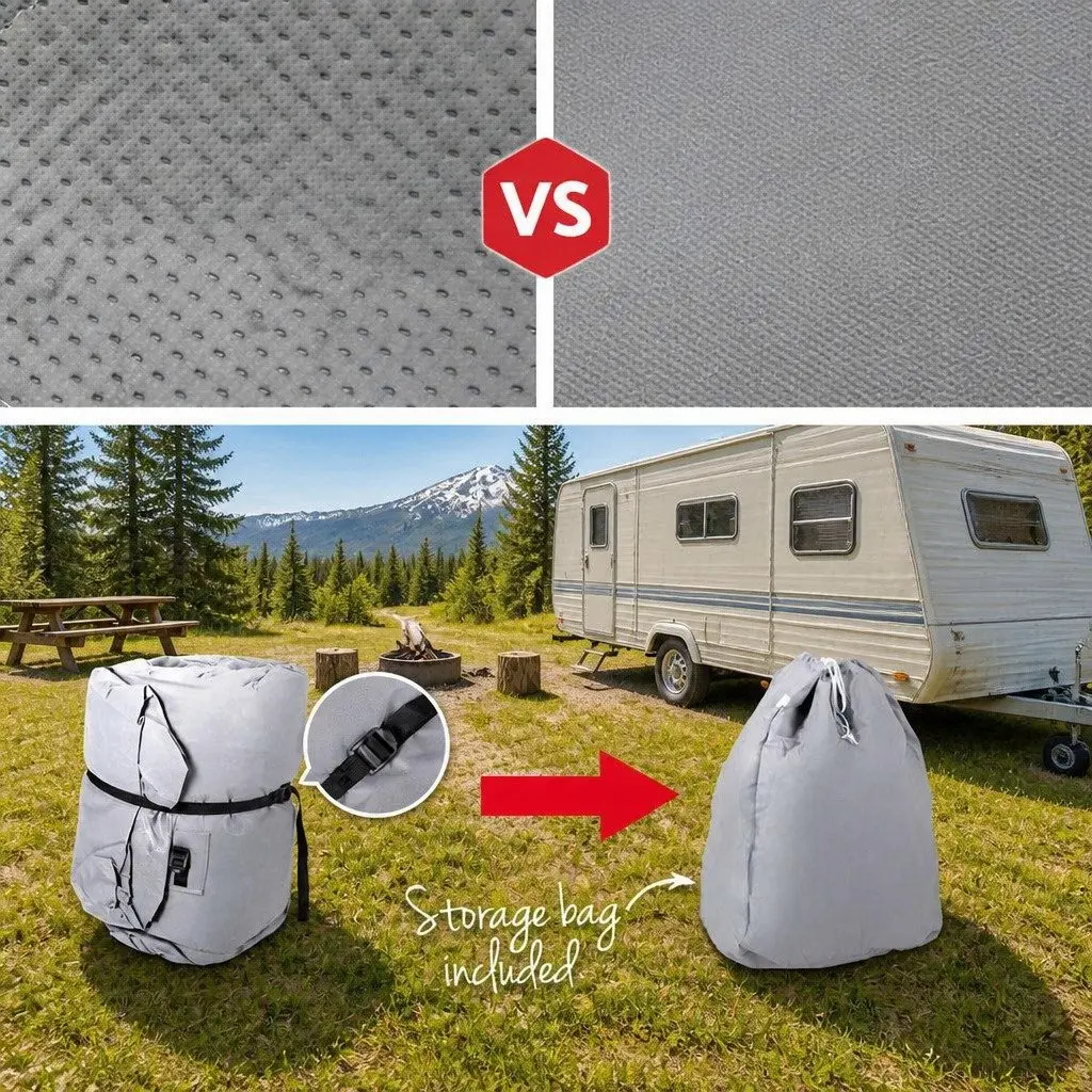 Caravan Cover 18-20ft Grey 4 Layer Waterproof UV Resistant Breathable Fabric