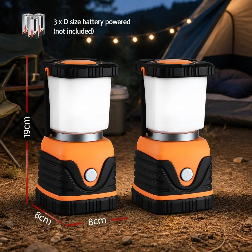 LED Camping Lanterns 2-Pack 1000 Lumens 360 Degree Illumination Stepless Dimming Multiple Lighting Modes