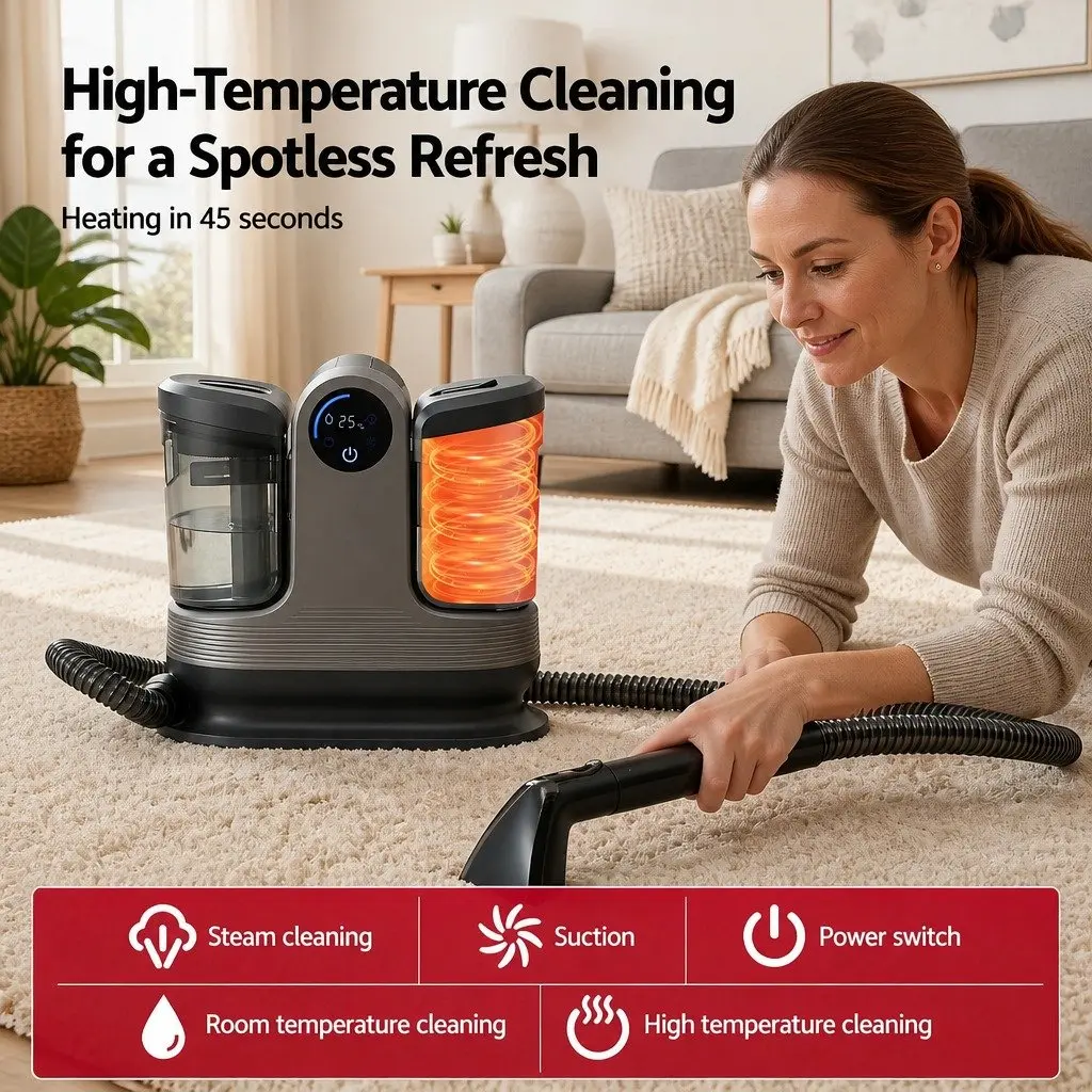 Carpet Washer Handheld Vacuum Cleaner 1700W Rapid Heating Dual Tank System