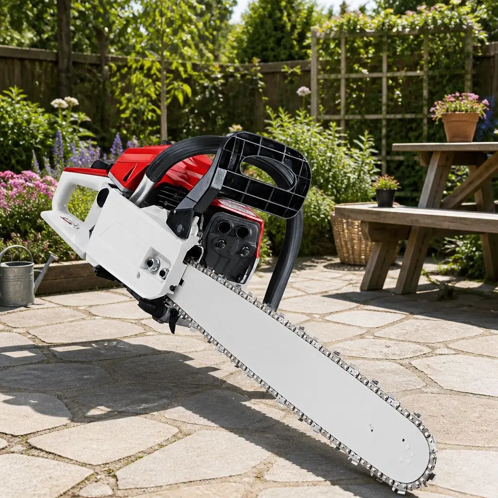 58cc Petrol Chainsaw 20" Bar Commercial Grade 2-Stroke Engine Easy-Start System