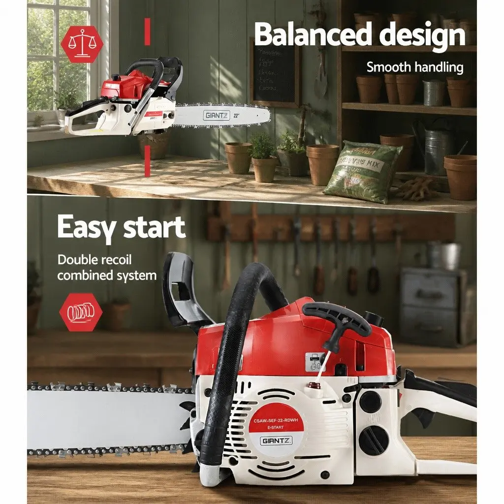 45CC Petrol Chainsaw 18 Inch Bar E-Start Commercial Grade Cutting Tool