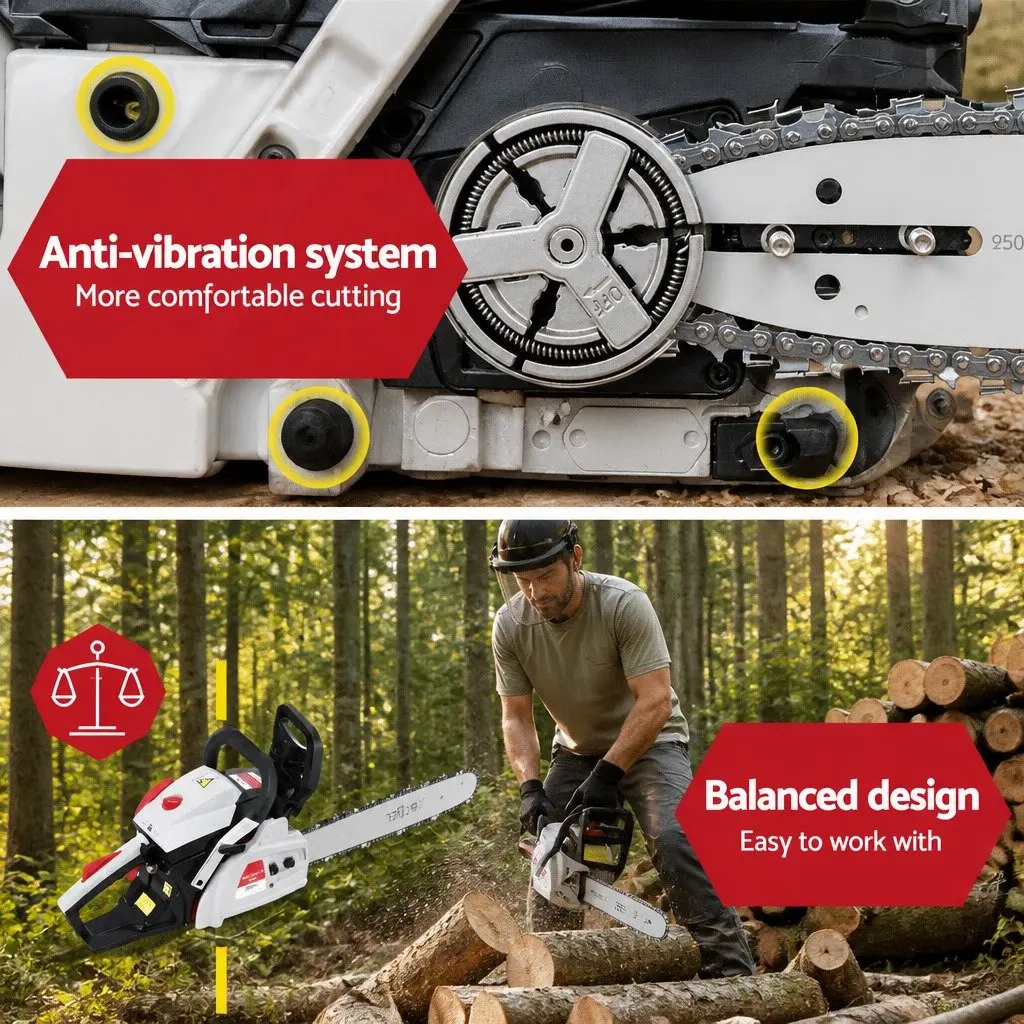 42CC Petrol Chainsaw 16 Inch Bar Lightweight Durable Steel Construction Garden Power Tool