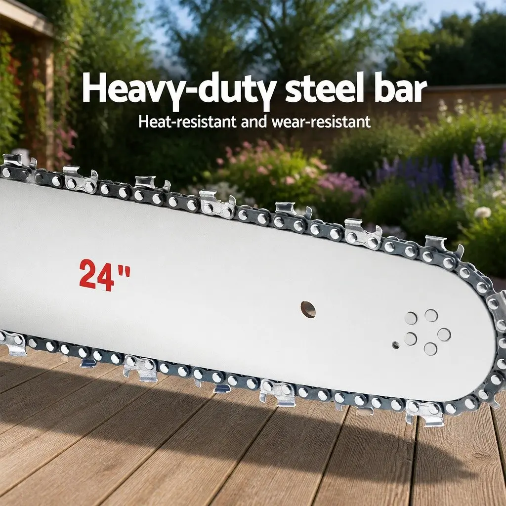 Petrol Chainsaw 62cc 24 Inch Bar E-Start Anti-Vibration Cutting Tool