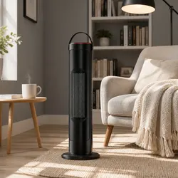 Ceramic Tower Heater 2000W Black Electric Heating Fan Oscillating Thermostat