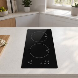Induction Cooktop 30cm 2 Cooking Zones Electric Stove Black Glass Touch Control