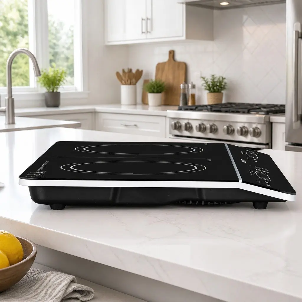Induction Cooktop 60cm Portable Black Ceramic Glass 2 Cooking Zones Touch Control