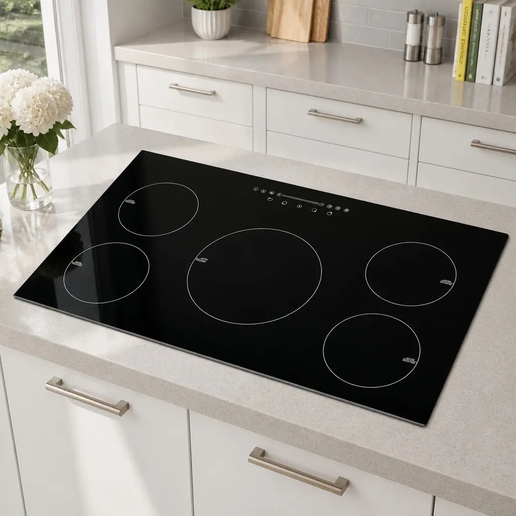 Induction Cooktop 90cm 5 Cooking Zones Touch Control Black Glass