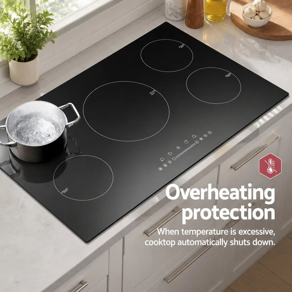 Induction Cooktop 90cm 5 Cooking Zones Touch Control Black Glass
